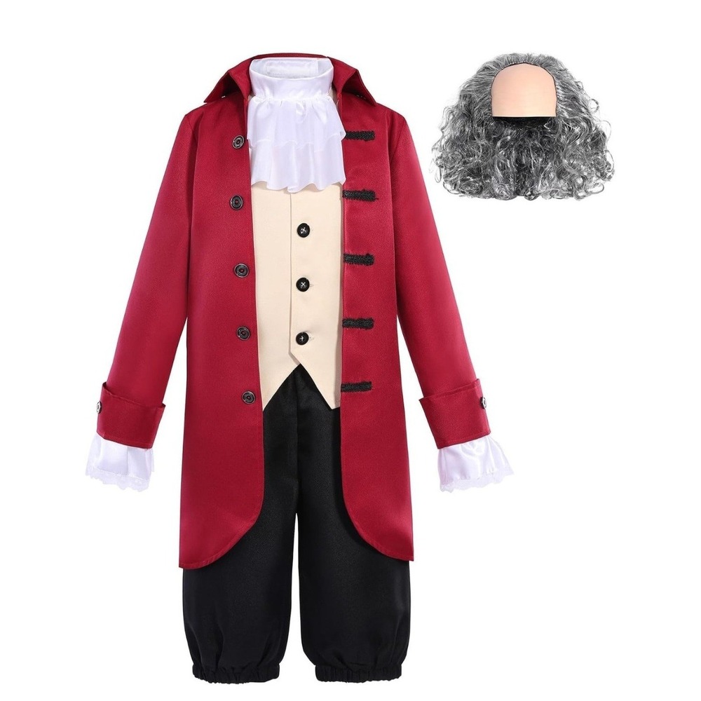 Kids Benjamin Franklin Costume Ages 12-14 Yeqrs Old MISSING 1 White Wrist Ruffle - Picture 2 of 12